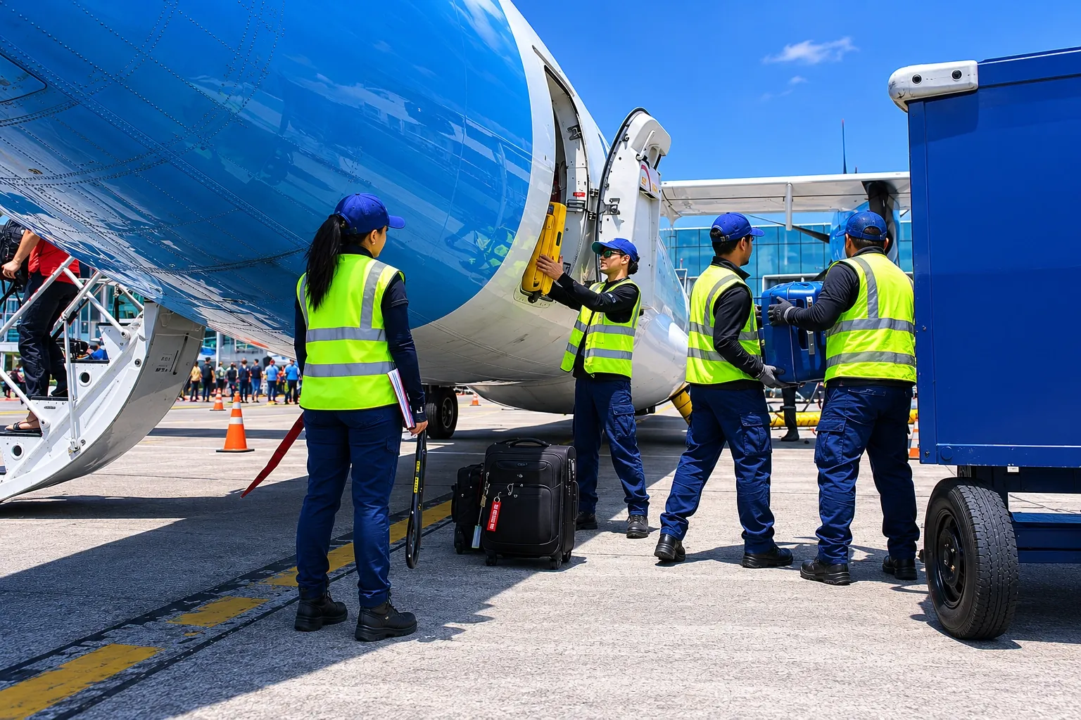 OAS Cargo Handling — equipo cargando aeronave en MGGT La Aurora