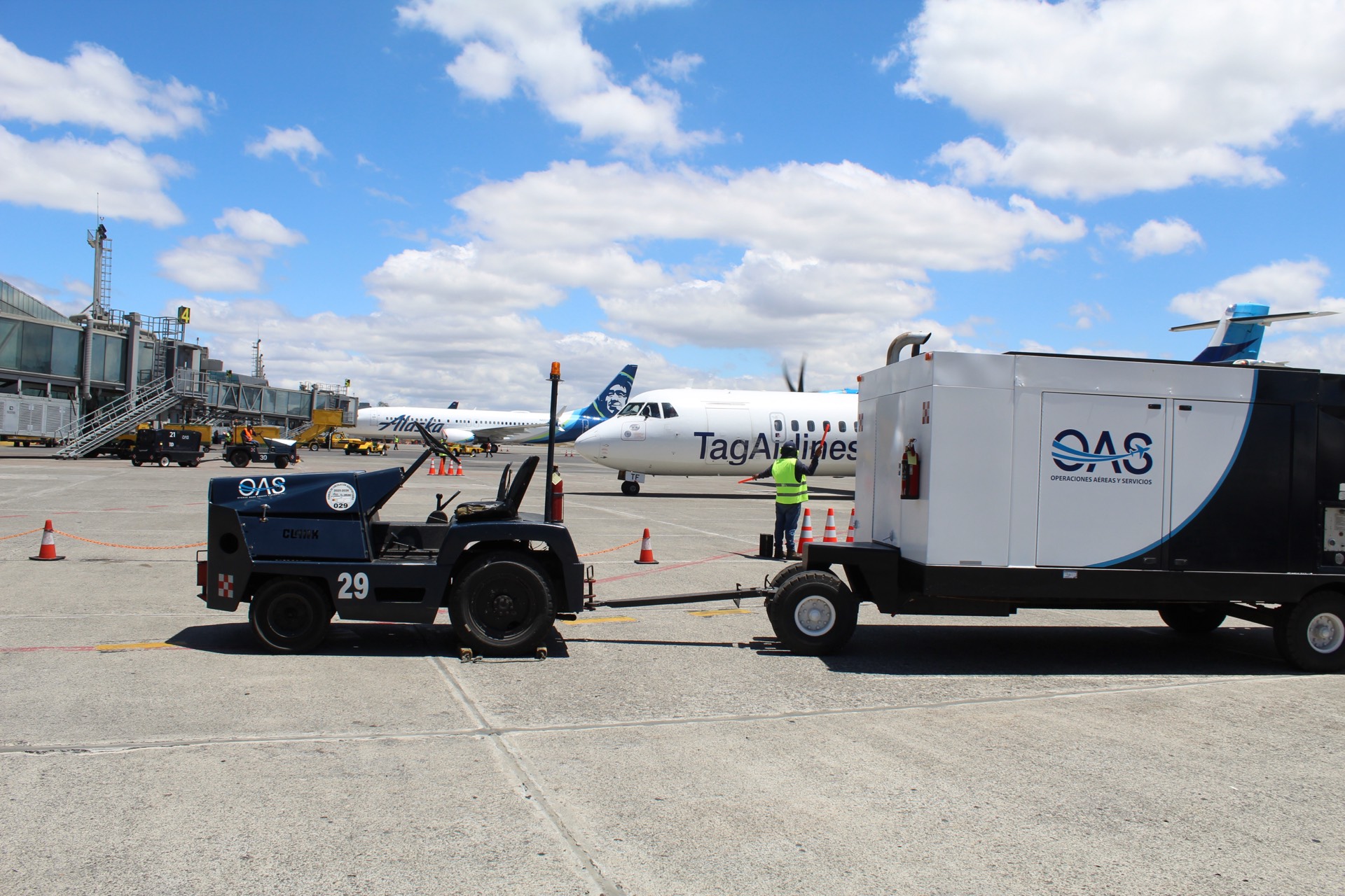 OAS Aviation ground operations serving Alaska Airlines and TagAirlines at MGGT